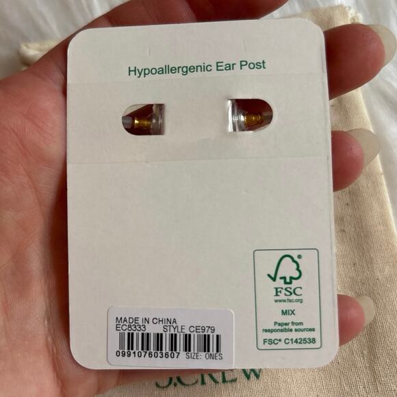 J Crew NWT Chainlink Hoop Earrings with Cubic Zirconia Crystals - Picture 5 of 5